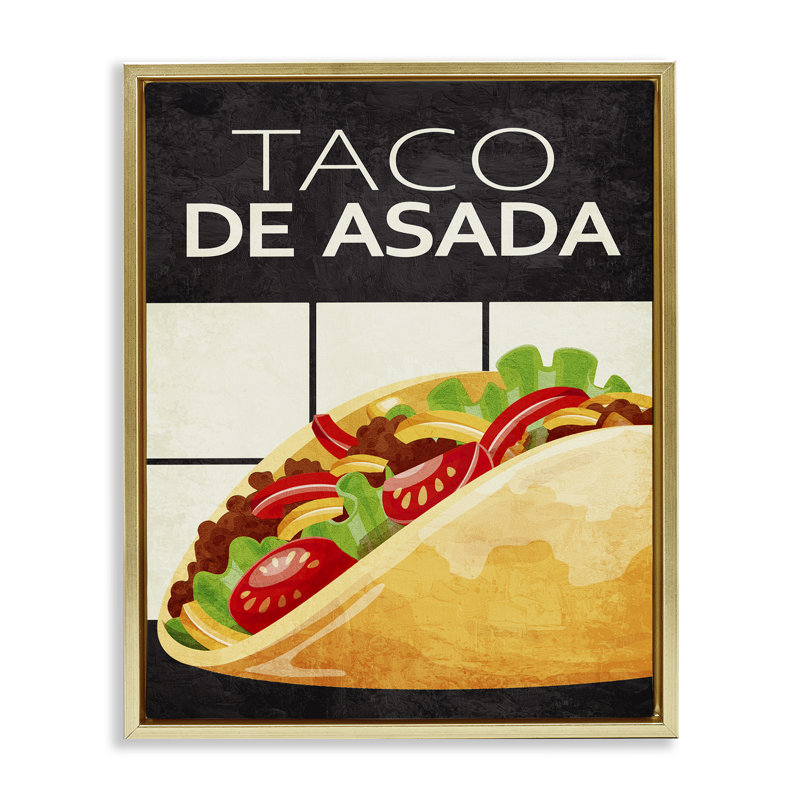 Cadre flottant Taco Classic Meal, design par Kim Allen, H 31 po x l 25 po, Cadre flottant métallique doré