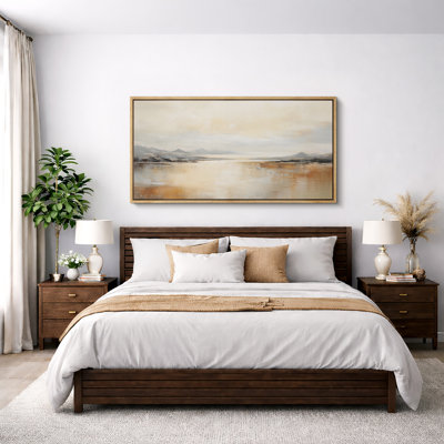 Neutral Lake Landscape Soft Tone Scenic Nature Wall Decor for Living Room Bedroom Office Extra Large Pictures Framed Canvas Print Wall Art