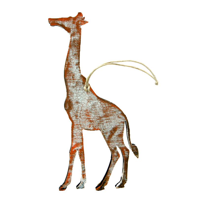 Ornement en bois giraffe rustique