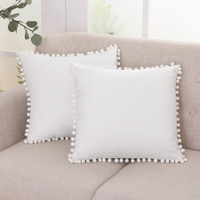 Deconovo Pom-poms Reversible Pillow Cover