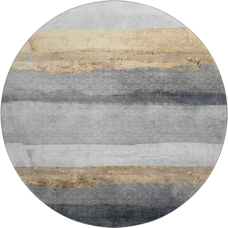 Premium Machine Washable Fairwood AMF1883 Stripes Rug, Round 8'