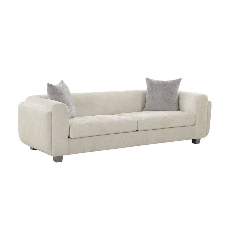 Canapé Bergamo ivoire / argent, 26.8" H x 97.6" W x 37.8" D, 3