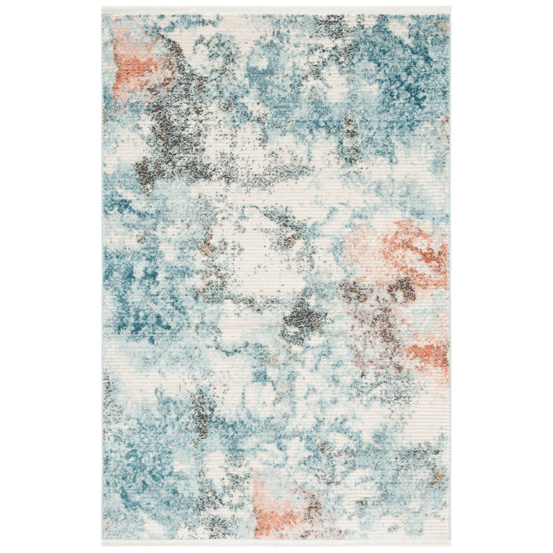 Tapis bleu / ivoire Mesa, Rectangulaire 3 pi x 5 pi
