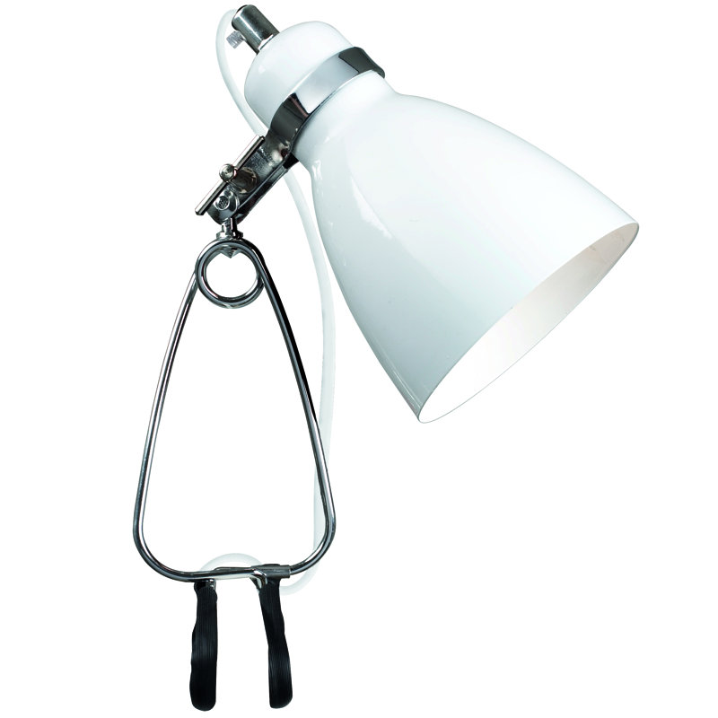 Cyclone Metal Clip On Lamp, White
