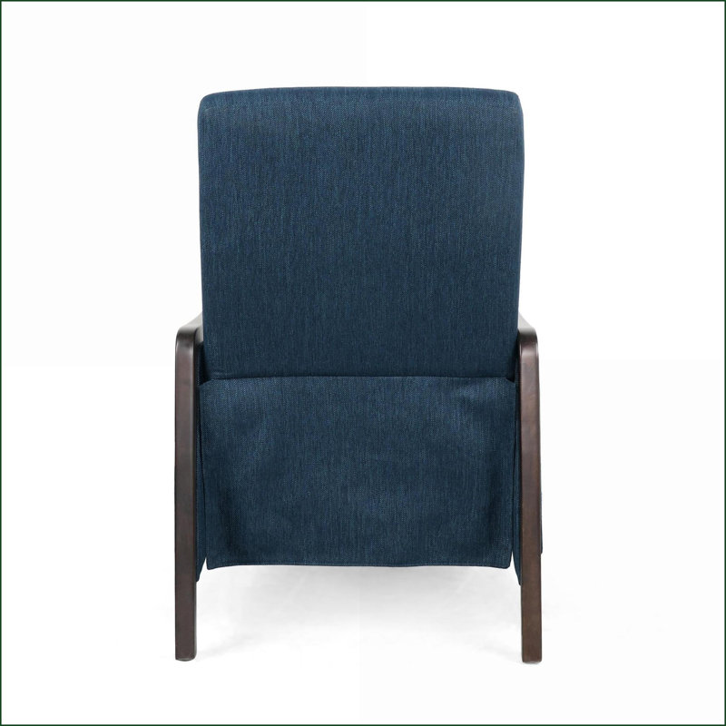 Fauteuil inclinable inclinable en tissu Mid-Century moderne avec coussin plus épais, pieds en bouleau | Bleu marine