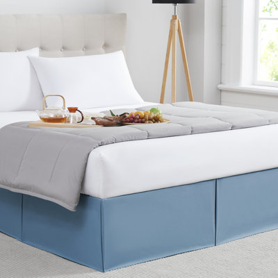 Southshore Fine Linens Vilano Pleated Bed Skirt, Double-Brushed Microfiber 15-Inch Drop Bed Skirt with Pleated Design, Machine Washable, Queen, Coronet Blue