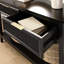 Console étroite avec tiroirs et tablette, conception cannelée, bois moderne, bouleau onyx-406240073