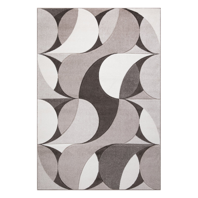 Kenzo Beige Abstract Geometric Modern Rug – Large Living Room Carpet | Bedroom & Hallway Runner | Soft, Stain Resistant, Non-Shedding Floor Mat