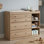 Commode pour bébé 2 en 1 avec table à langer - Organisateur de rangement de chambre de bébé en bois naturel 47,2 po, 4 tiroirs et tablettes ouvertes réglables, plateau amovible