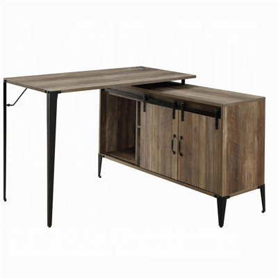 Bureau en chêne Country avec portes de grange coulissantes