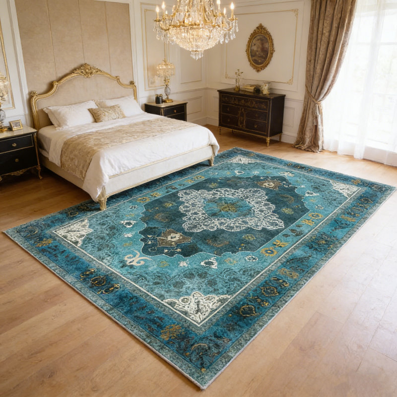 Living Room Rug 8x10 ft Green Area Rug Machine Washable Rug, Non Slip Vintage Rug Stain Resistant Indoor Large Carpet for Bedroom, Boho Rug, Distressed Retro Floor Rug for Classroom, Dorm, Dining Room