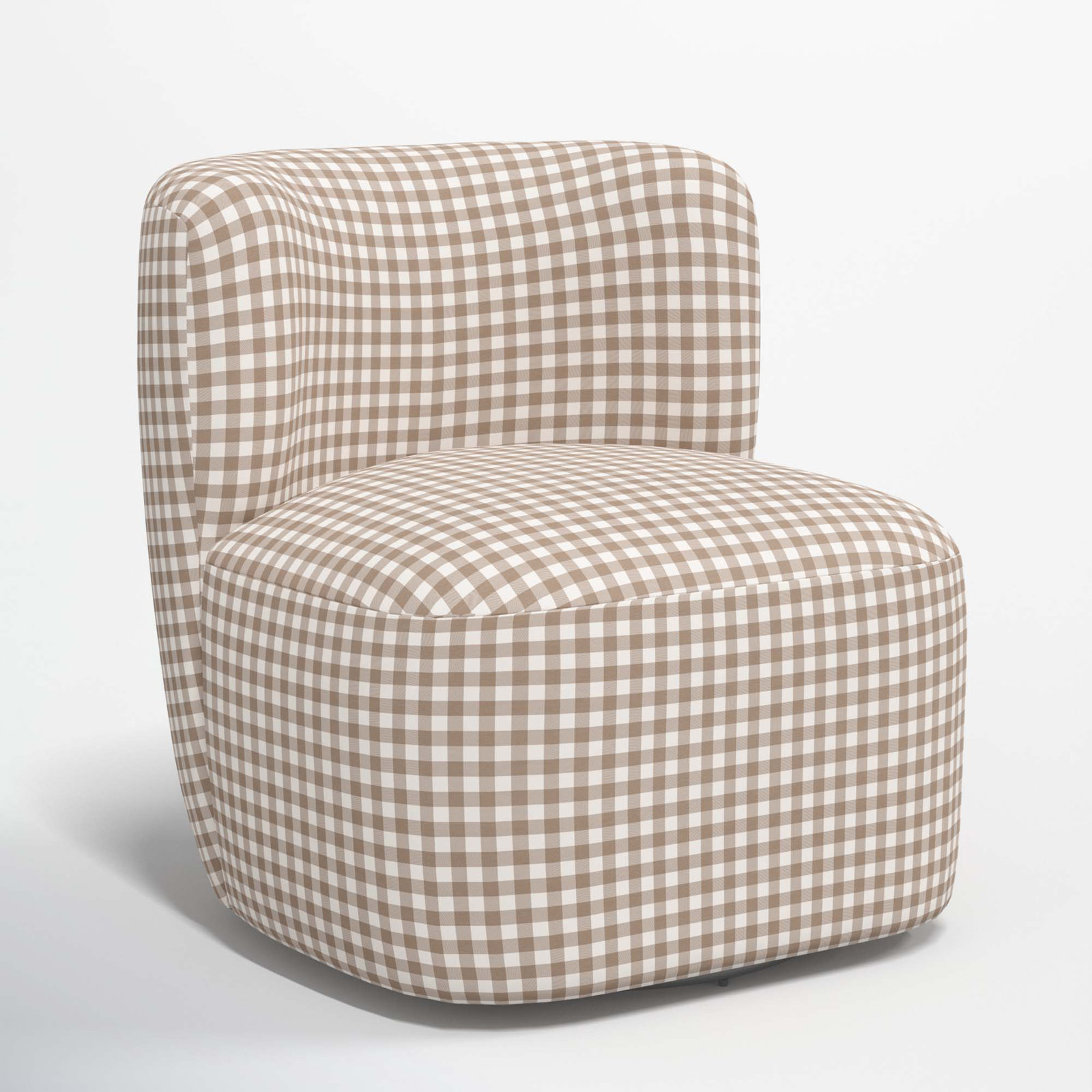 Mariza Swivel Slipper Chair, Classic Gingham Tan