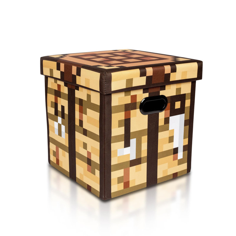 Minecraft Crafting Table Storage Bin Cube Organizer With Lid | 15 Inches