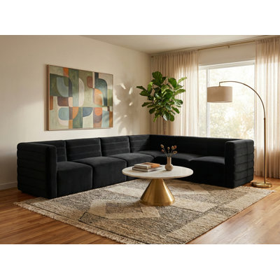 Canapé modulaire en velours réversible de 126 po de largeur Enso