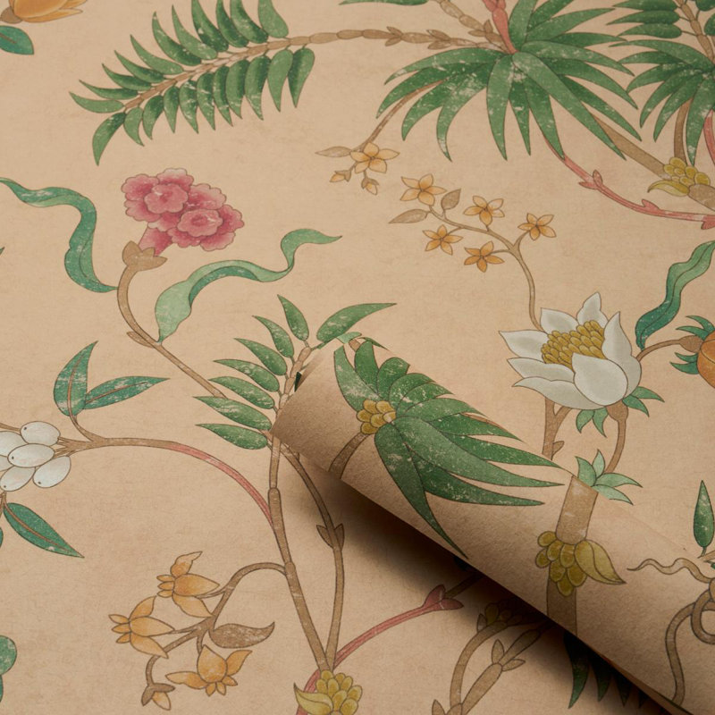 Arasi Floral Non-Woven Wallpaper Roll, Coral