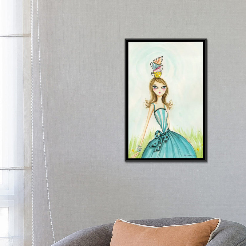 Art de noël à thé, H 26 po x l 18 po x P 1,5 po, Toile avec cadre noir