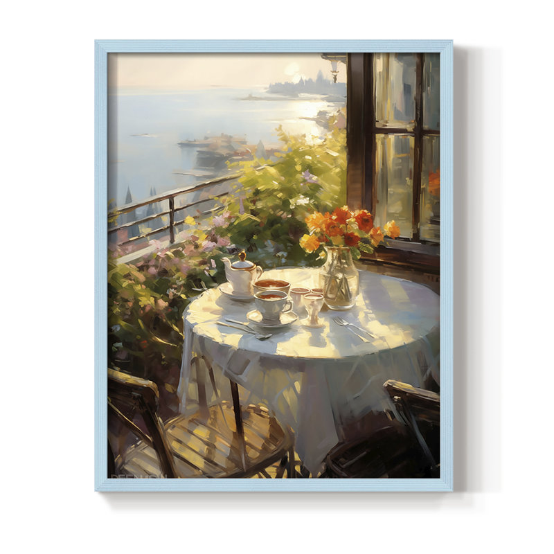 Reproduction encadrée FLORAL Series DCCLI - bois massif, Bleu, H 30 po x l 24 po