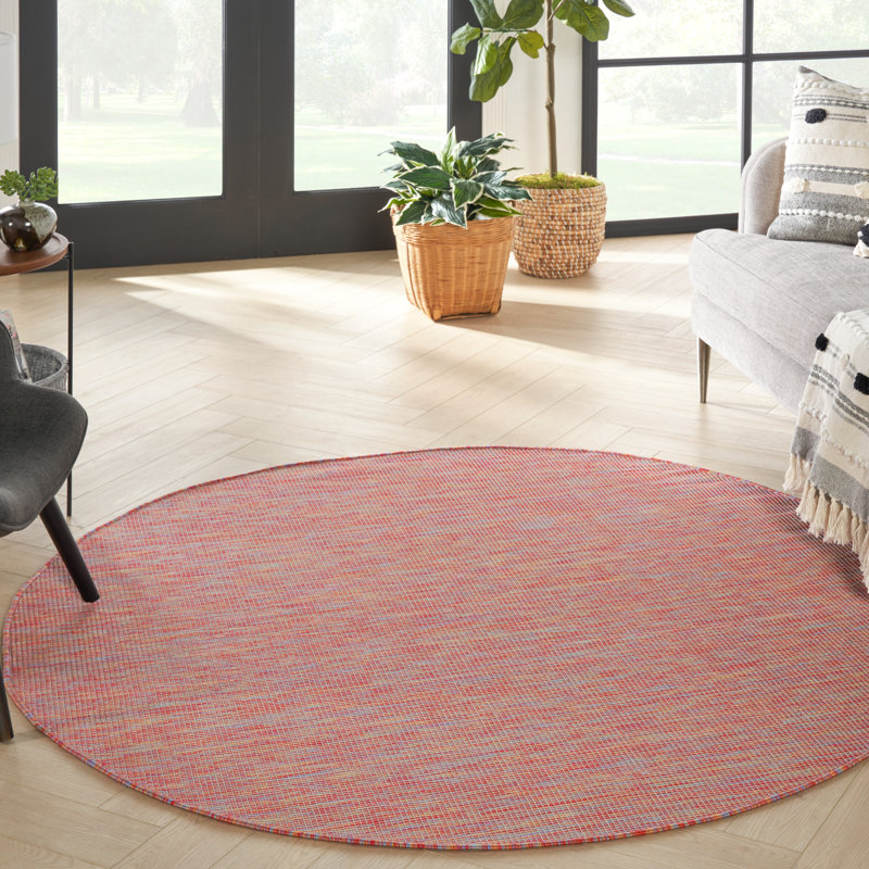 Hyden Positano Solid Rainbow Indoor/Outdoor Area Rug, Round 8'