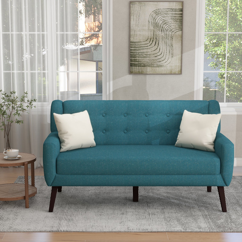 Jaqueze 159.9Cm Square Arms Sofa, Light Blue