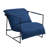 Upholstered Modern Metal Framed Blue Polyester Blend Sling Accent Chair-768193205