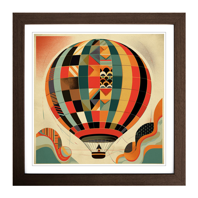 Hot Air Balloon Constructivism - Framed Print, Walnut