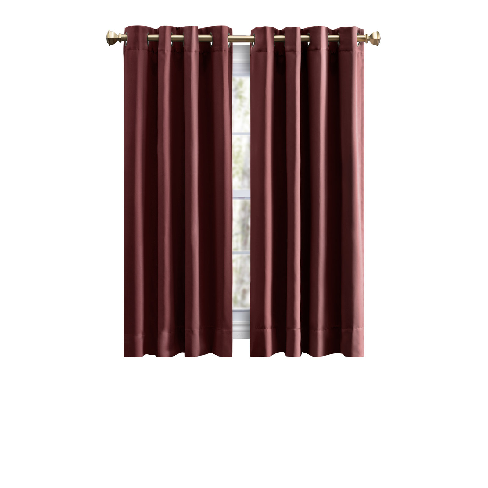 Ardelle Blackout Thermal Grommet Curtain Panel, 56" W x 54" L, Garnet with Antiqued Bronze Grommets