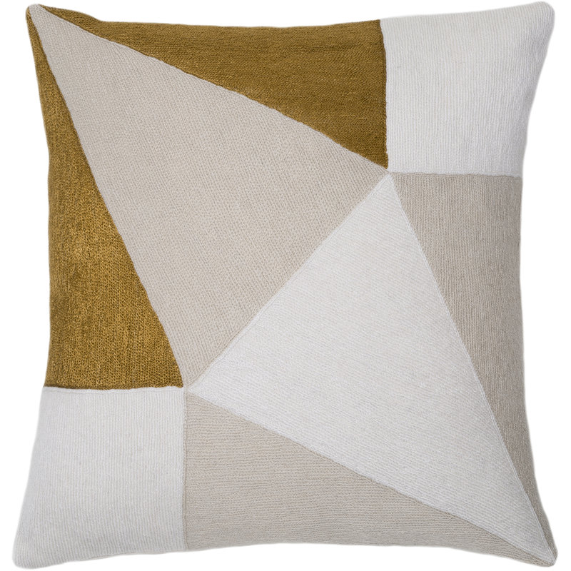 Prism Hand-Embroidered Chain Stitch Pillow, Cream/Oyster/Gold Rayon