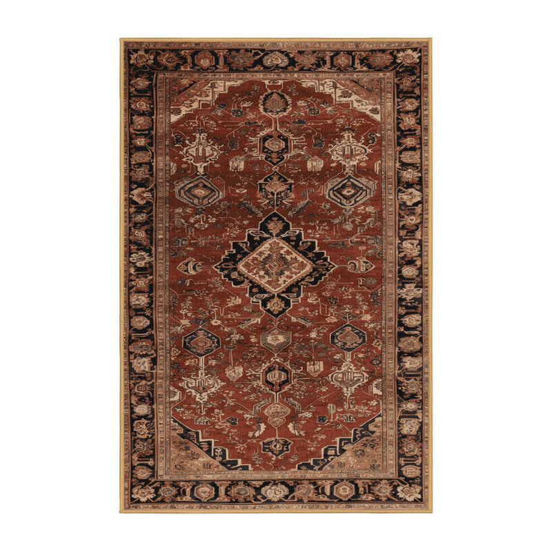 Machine Washable Persian Brown Area Rug, Rectangle 8' x 12'
