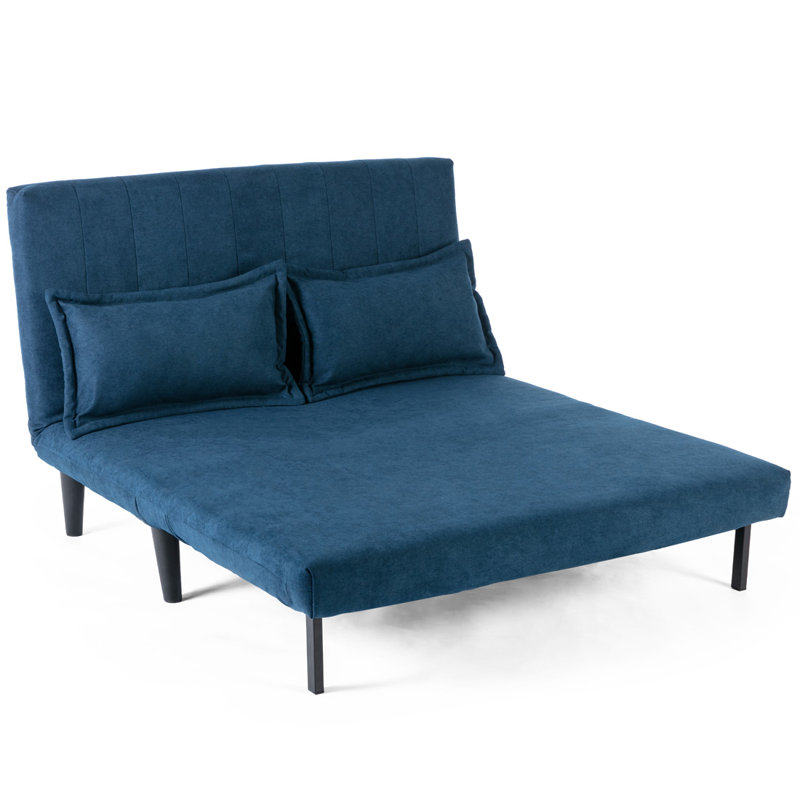 Nari 125.5Cm Linen Armless Sofa Bed, Blue