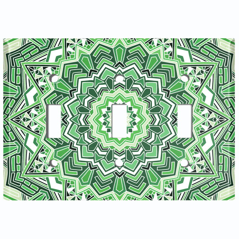 Patterned 3 - Gang Toggle Light Switch Standard Wall Plate, Green