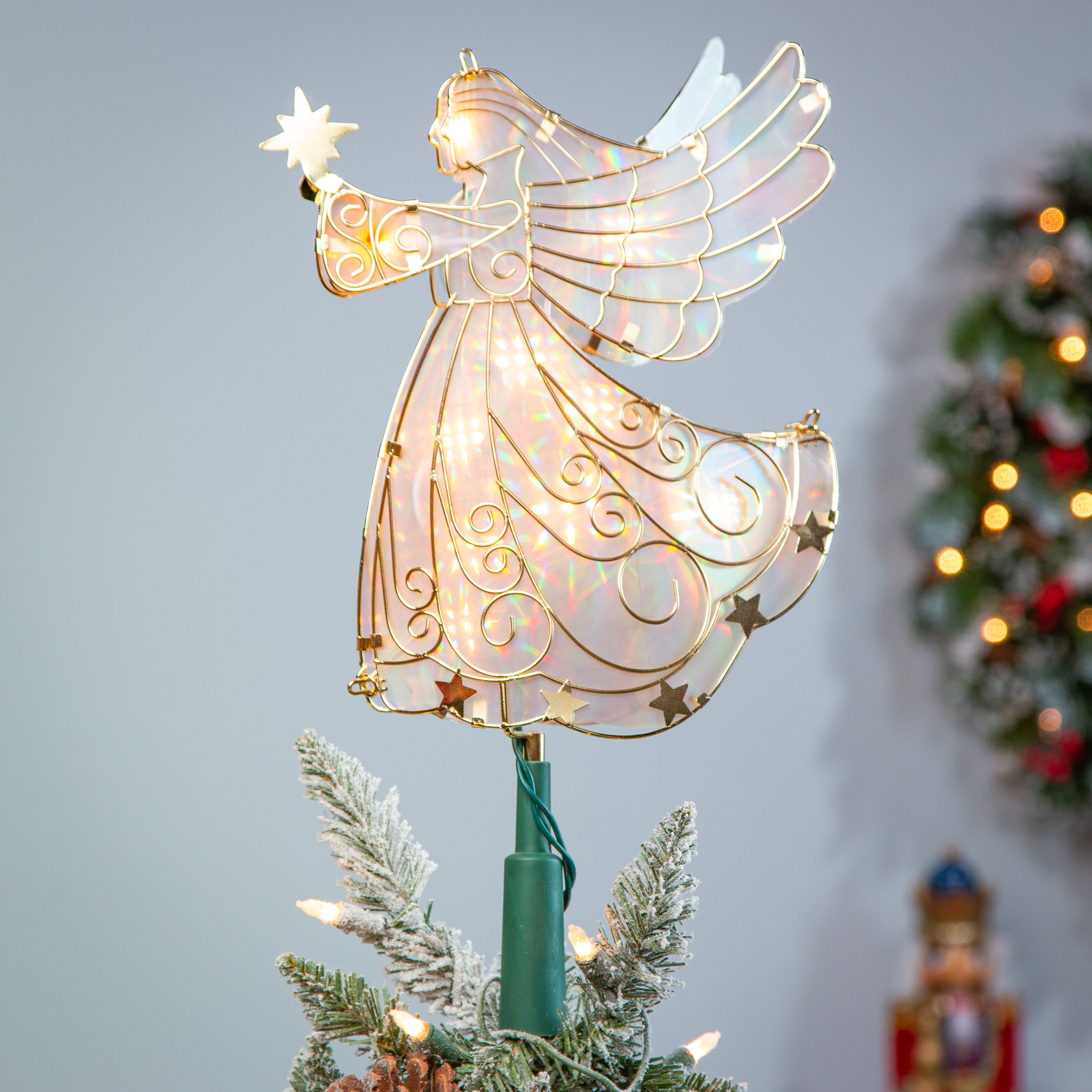 14 Lighted Iridescent Icicle Christmas Tree Topper - Clear Lights