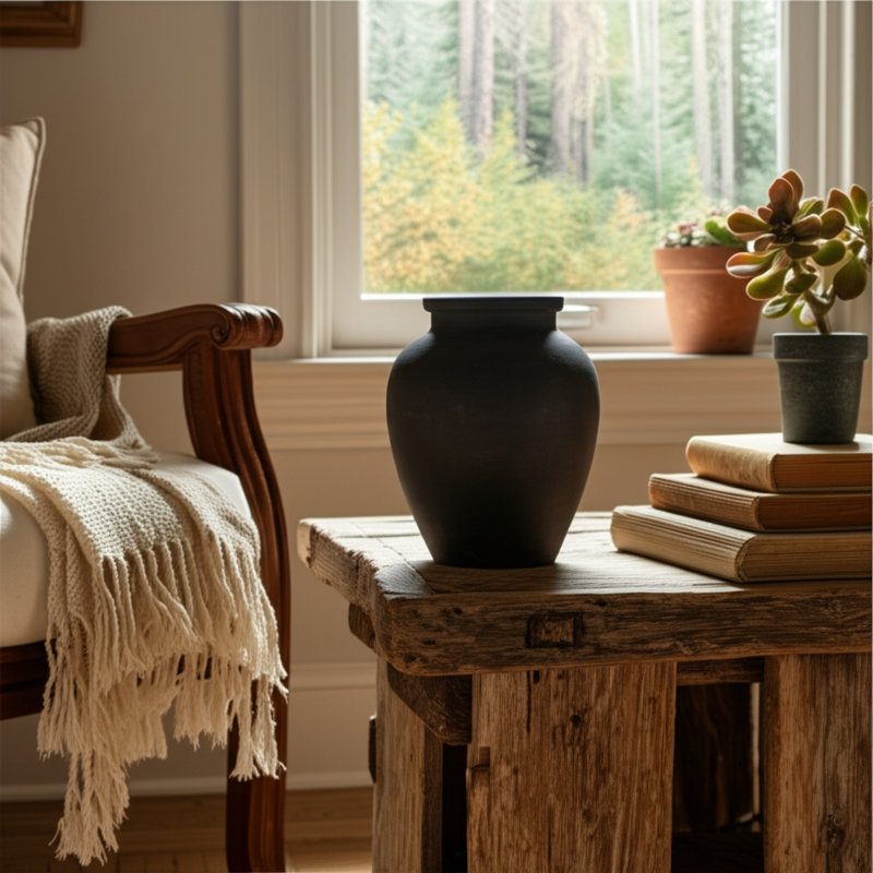 Sagebrook Home's Andrelisa Elegant Terracotta Vase - Perfect for Any Room, Black