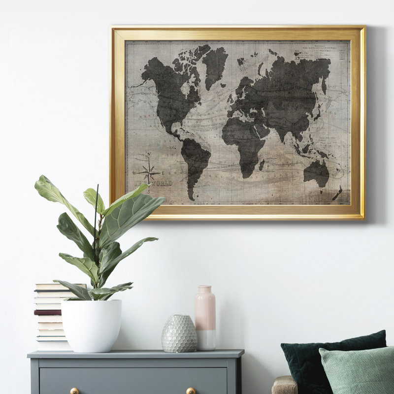 " World Map ", Gold Framed, 18.5" H x 24.5" W x 1" D