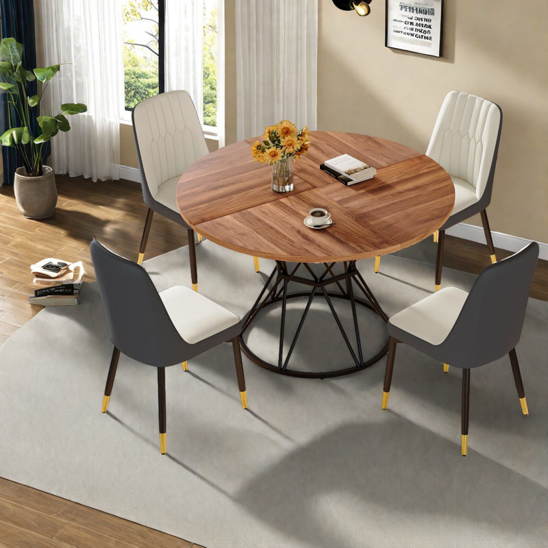 Dining Table Sets(must Include Both Table And Chair), Round Mdf Modern Kitchen