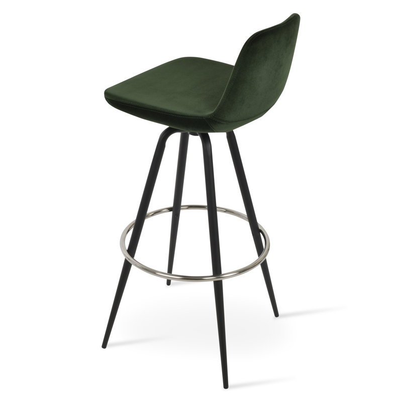 Pera Swivel Counter & Bar Stool, Dark Green, Black, Counter Stool (24" Seat Height)