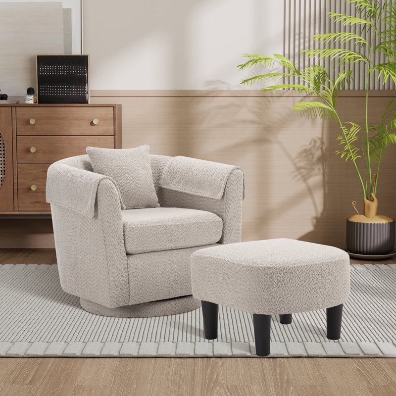 Fauteuil d'appoint pivotant avec repose-pieds en chenille, Gris
