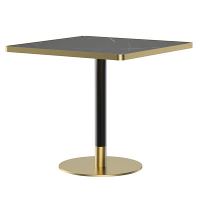 Table carrée bistro moderne tulipe 31,5 pouces avec plateau en faux marbre, facile à assembler, structure en métal robuste