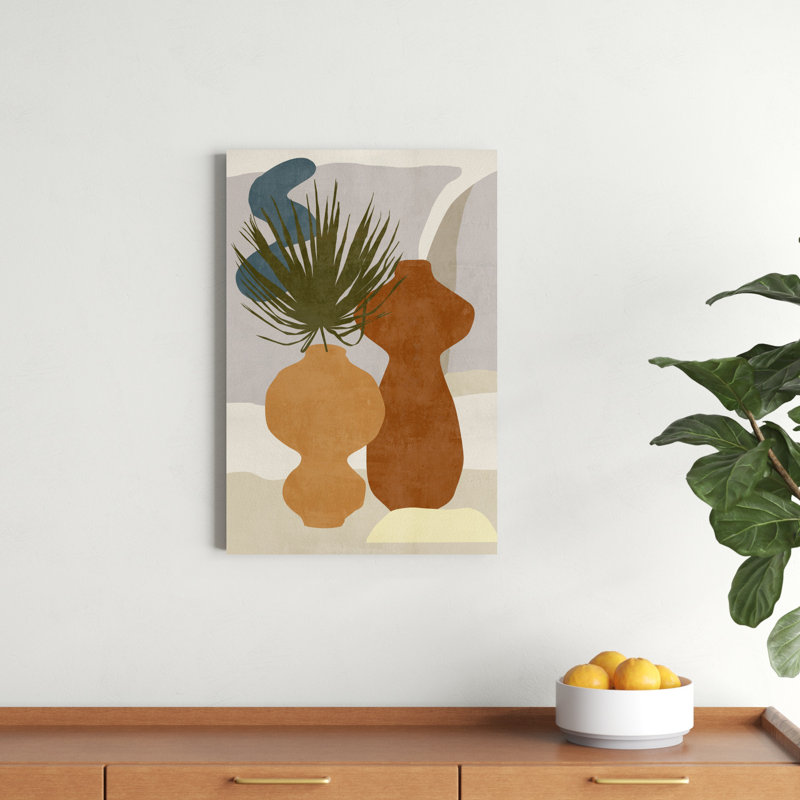 Vases décorés I, H 30 po x l 20 po, Non, Toile avec cadre érable