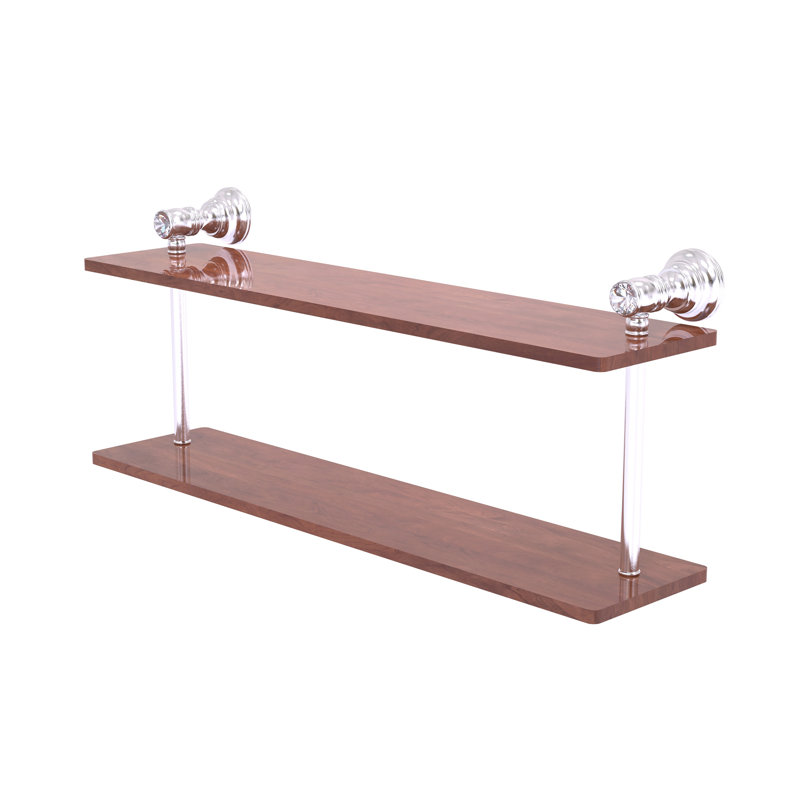 Freyja 2 Piece Ironwood Tiered Shelf with Towel Bar, 5.6" H x 22" W x 9.2" D, Satin Chrome