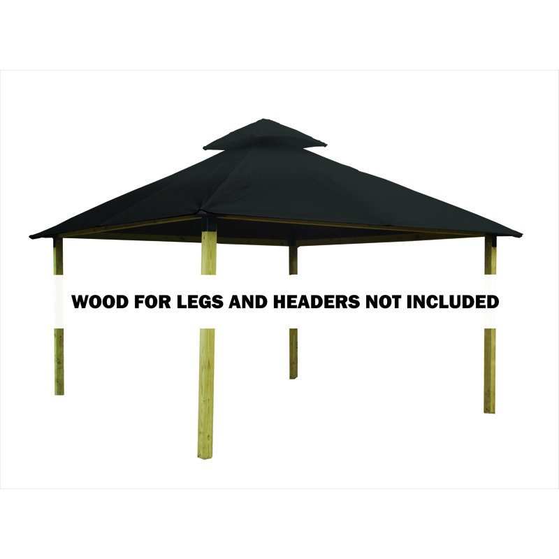 Roof Framing And Mounting 12 Ft. W x 12 Ft. D Solid Wood Gazebo, Storm Gray, 141.5" H x 144" W x 144" D