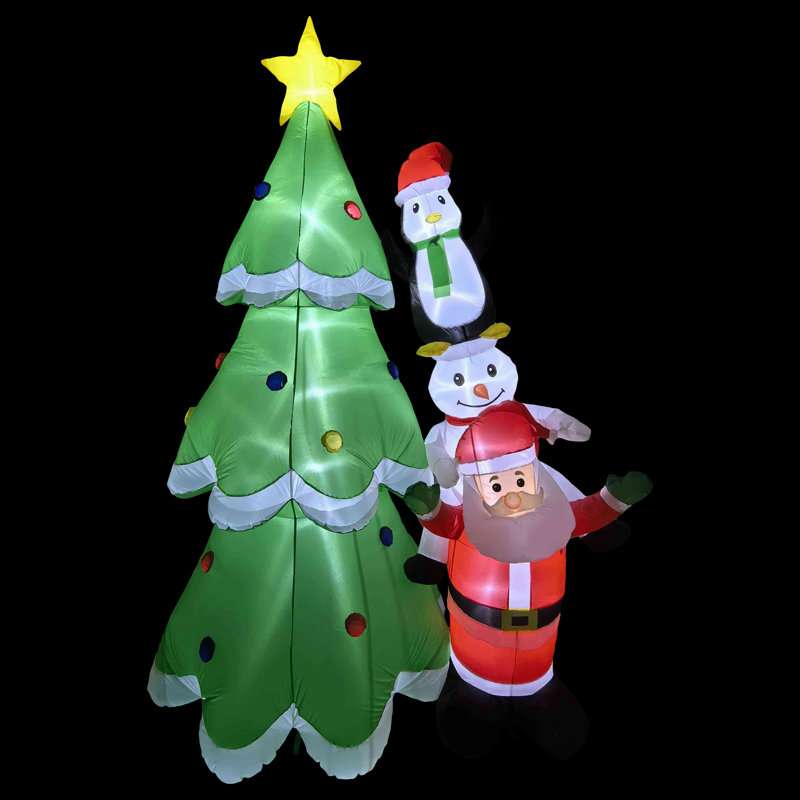 LED Lighted Inflatable Christmas Tree With Santa And Friends Outdoor Decoration - 8.25'