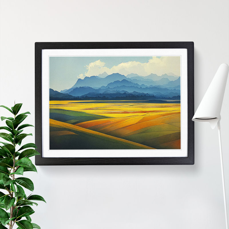 Mountain Meadow Landscape Vol.2 - Framed Print, 34cm H x 46cm W x 2cm D, Black Framed