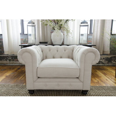 Fiske 48Wide Tufted Linen Chesterfield Chair