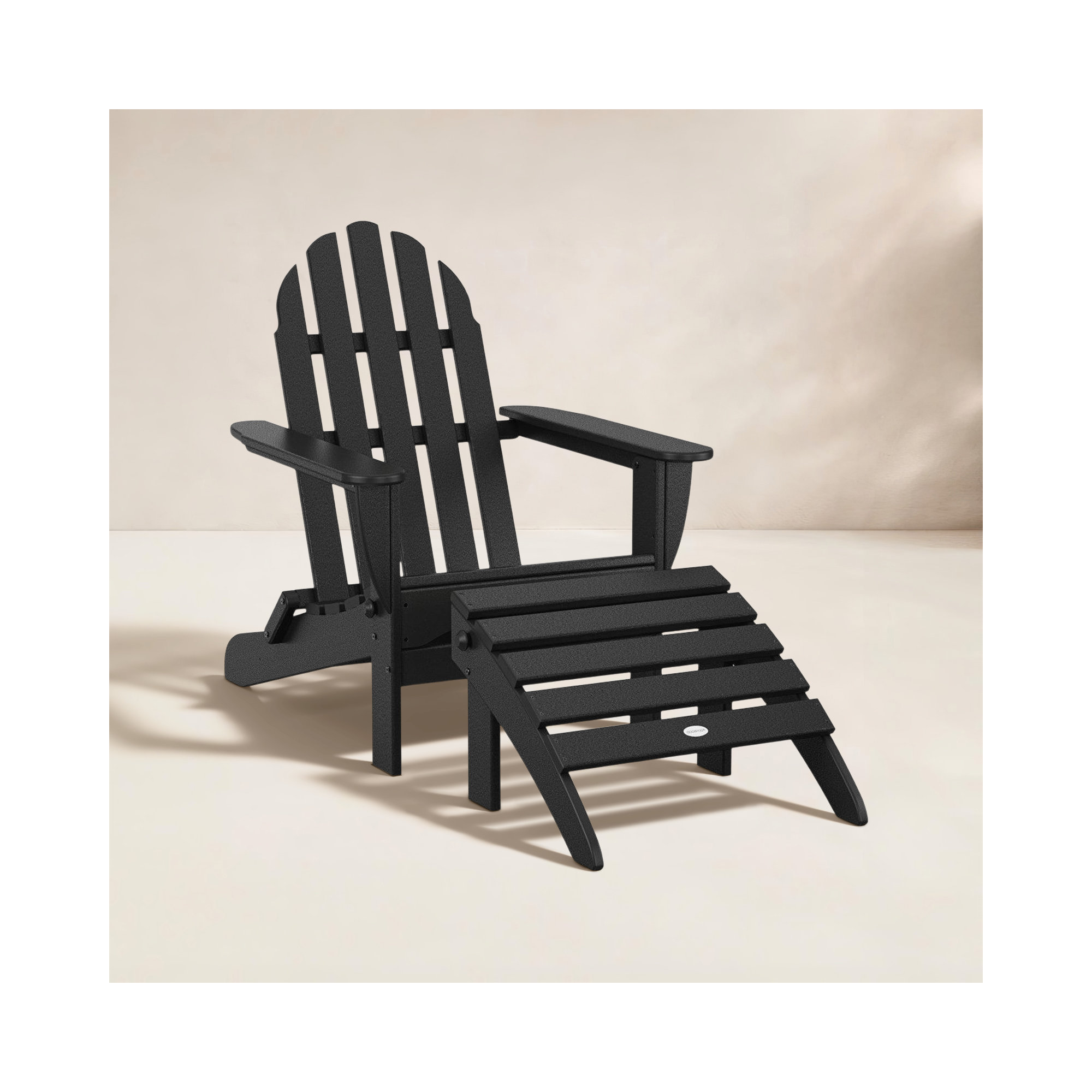 POLYWOOD Classic Adirondack 2-Piece Set, Black