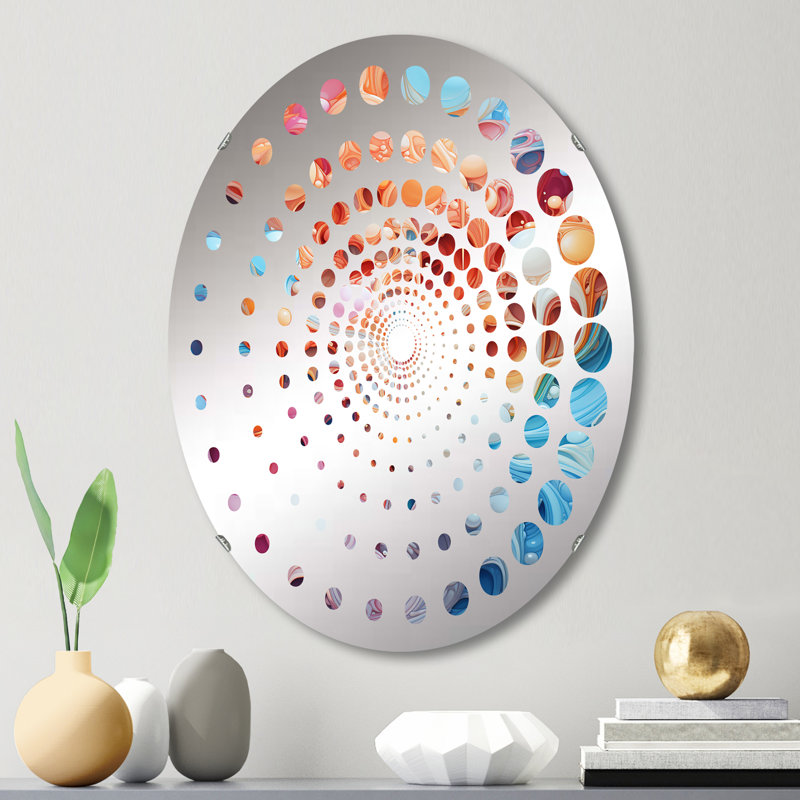 Intricate Multicolor Drip Paint I - Miroir décoratif à points spiralés - MIR111471-Ovale, L 20 po x H 30 po