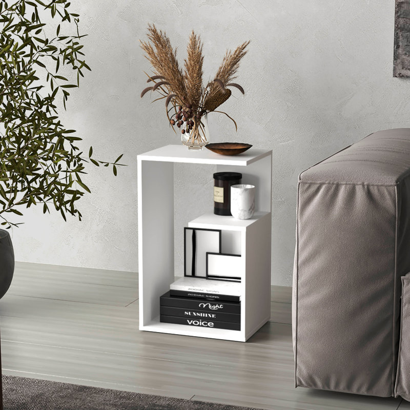 Table d'appoint moderne à 3 niveaux de 25 po de hauteur, Wengé noir / blanc