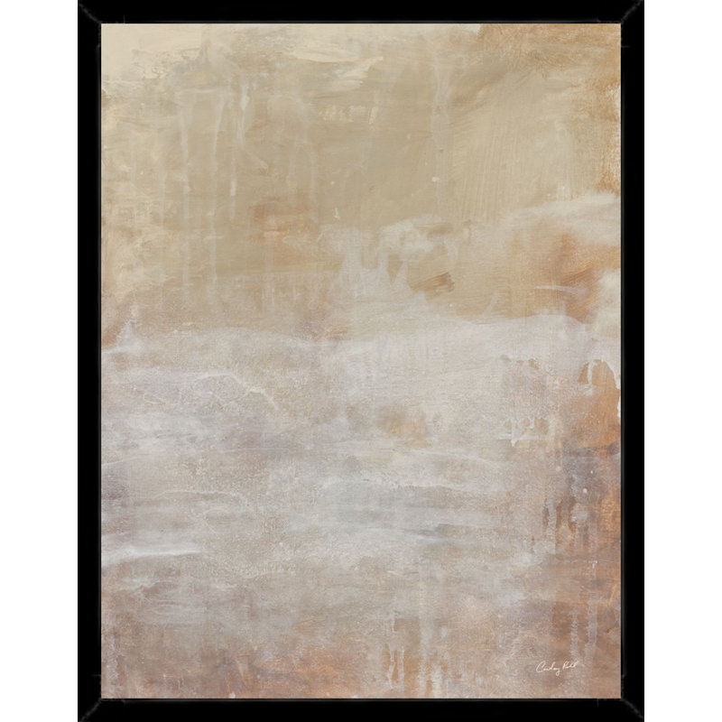 «Earthy Abstract in Beige and Cream», art mural sur toile encadrée, 28" H x 22" W, Black