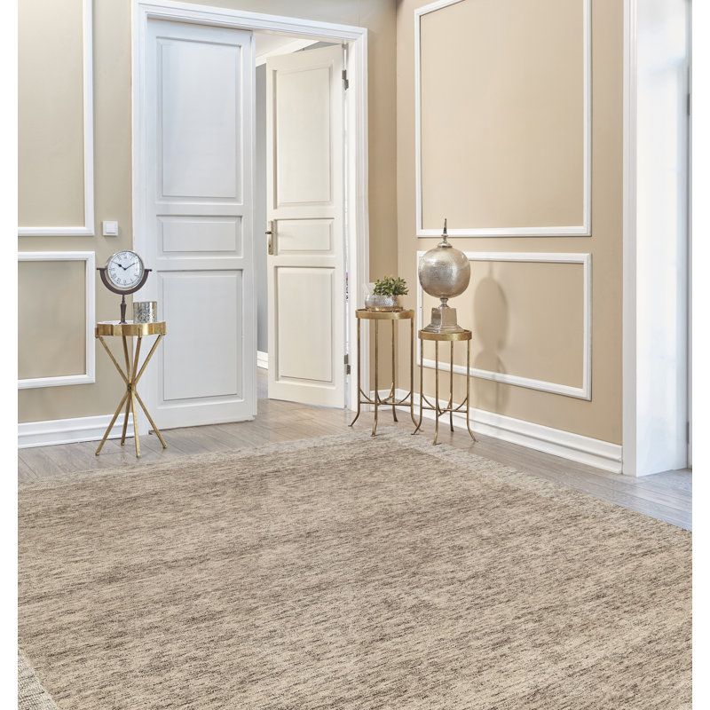 Hand-Tufted Wool Brown Area Rug, Rectangle 9'6" x 13'