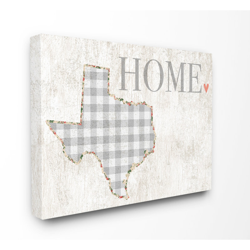 «Texas Gingham and Floral Heart and Home», impression, H 30 po x l 40 po x P 1,5 po, Toile