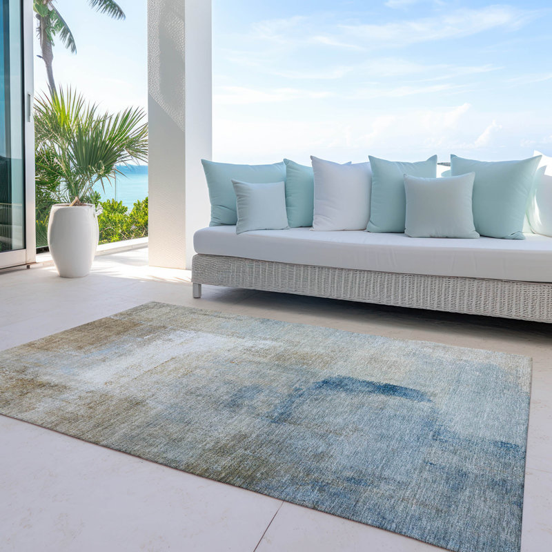 Lamanna Washable Abstract Indoor / Outdoor Rug, Rectangle 3' x 5'
